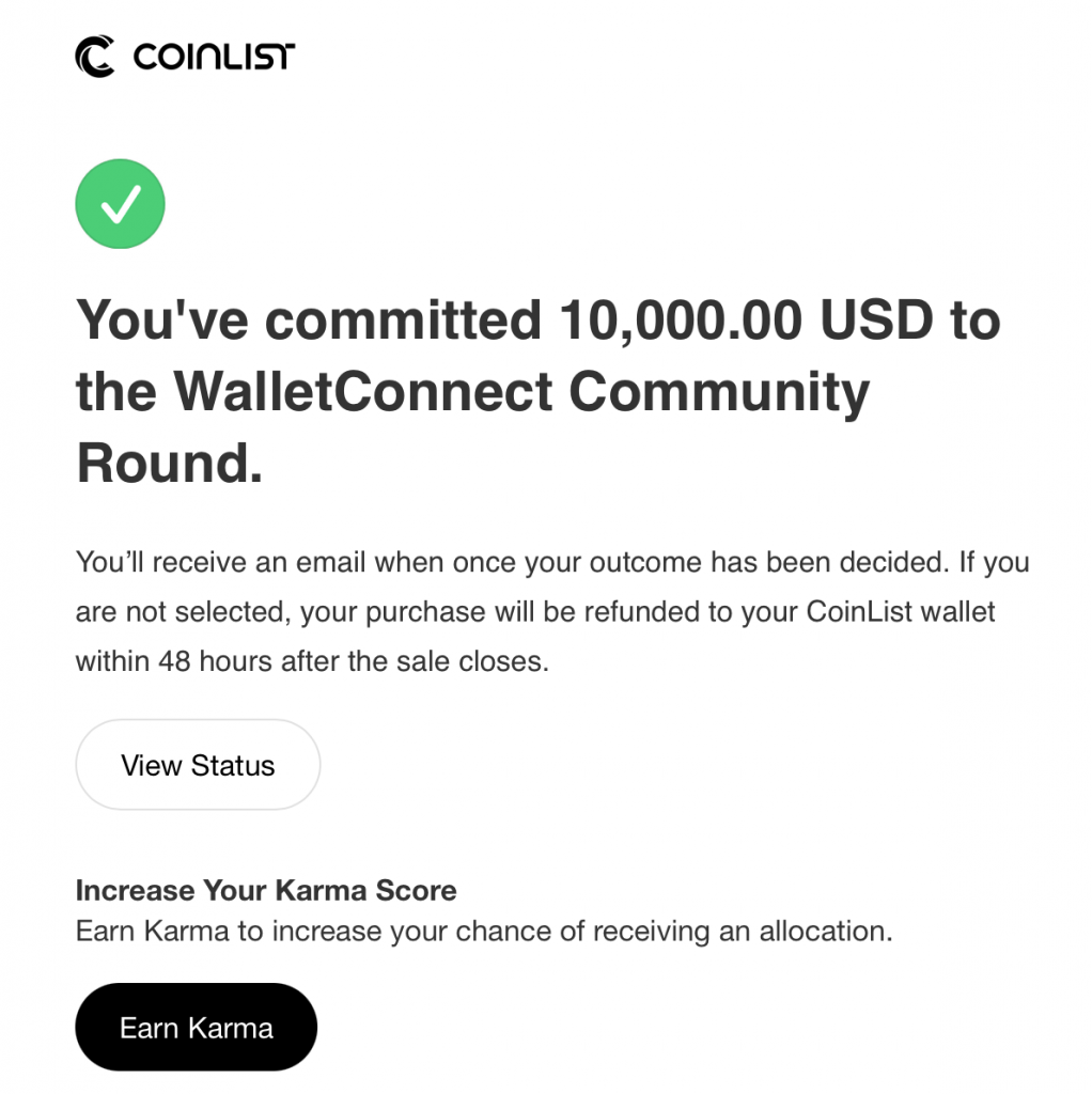 coinlist walletconnect token sale